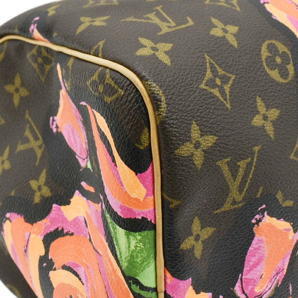 LOUIS VUITTON Roses Speedy 30 Monogram Canvas Satchel Bag Brown