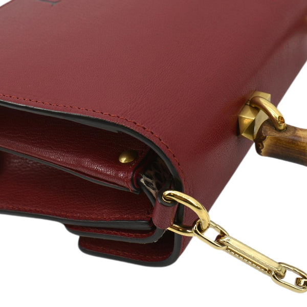 GUCCI Ottilia Leather Top Handle Shoulder Bag Red 488715