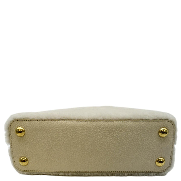 LOUIS VUITTON Capucine PM Teddy Fleece Top Handle Shoulder Bag White