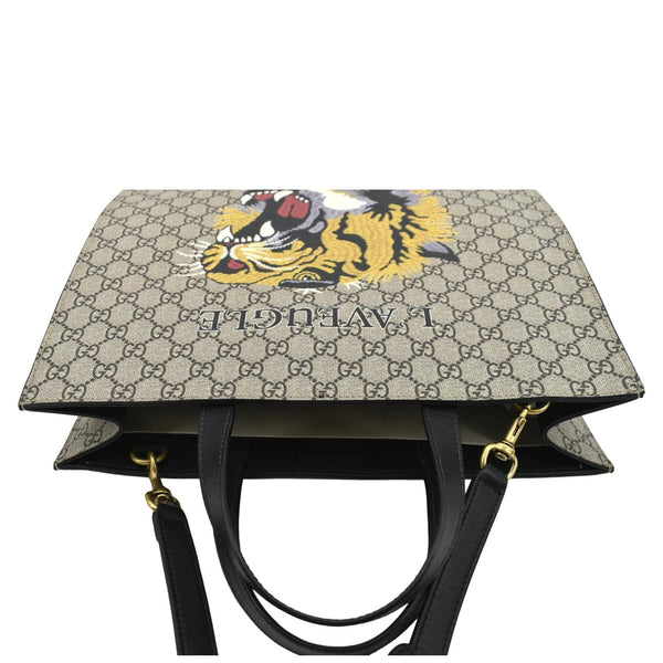 GUCCI L'Aveugle Par Amour Print Vertical Canvas Tote Bag Beige 450950