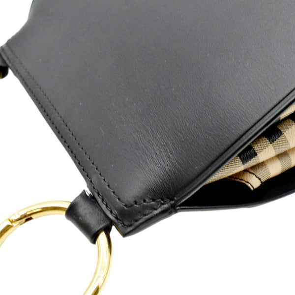 BURBERRY The Bridle Haymarket Check Leather Shoulder Bag Black