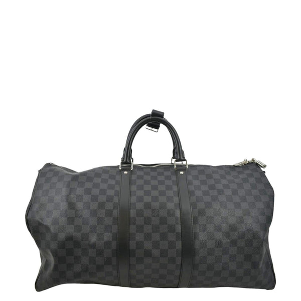 LOUIS VUITTON Keepall 55 Bandouliere Damier Graphite Travel Bag Black
