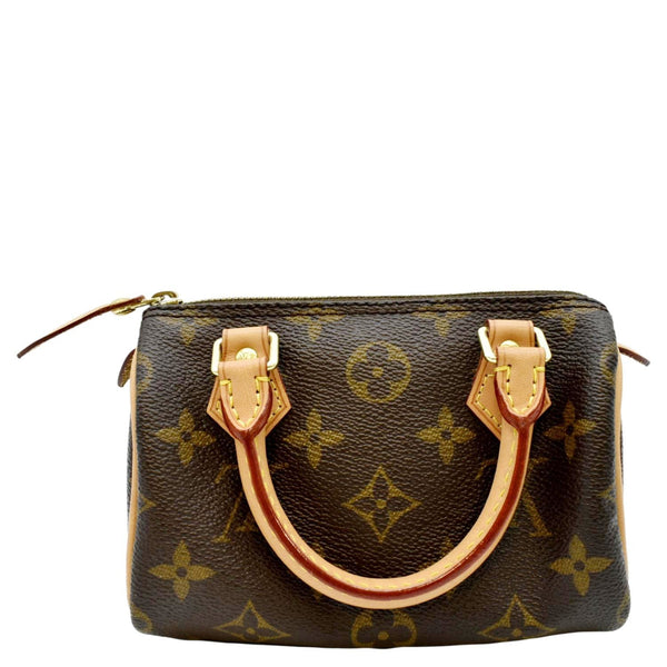 LOUIS VUITTON Mini Speedy HL Monogram Canvas with Leather Trim Satchel Bag Brown