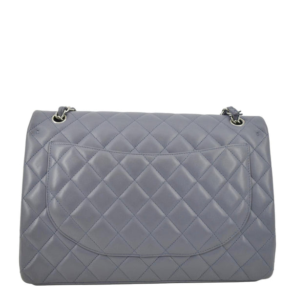 CHANEL Classic Maxi Double Flap Quilted Lambskin Leather Shoulder Bag Light Purple