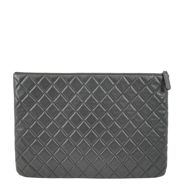 CHANEL Classic O-Case Caviar Leather Zip Pouch Black