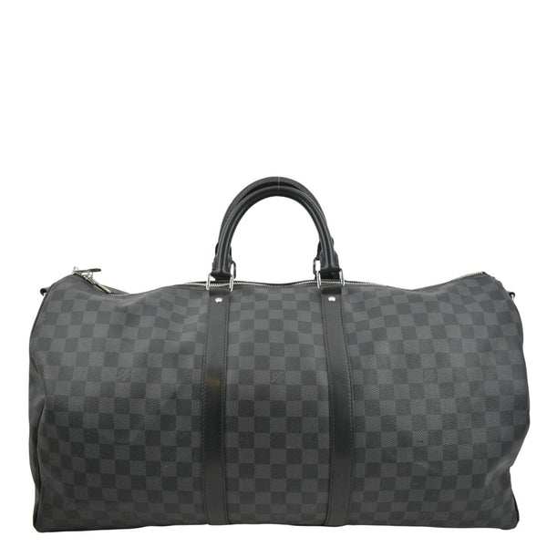 LOUIS VUITTON Keepall 55 Bandouliere Damier Graphite Travel Bag Black