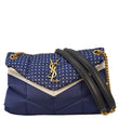 YVES SAINT LAURENT Loulou Puffer Polka Dots Canvas Crossbody Bag Blue