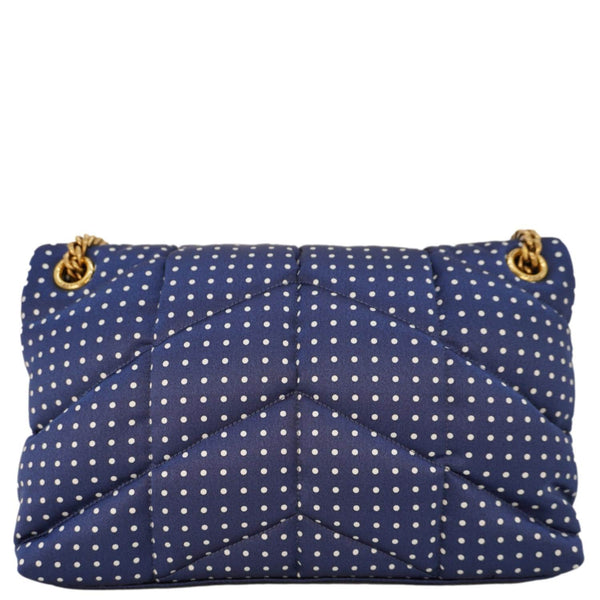 YVES SAINT LAURENT Loulou Puffer Polka Dots Canvas Crossbody Bag Blue