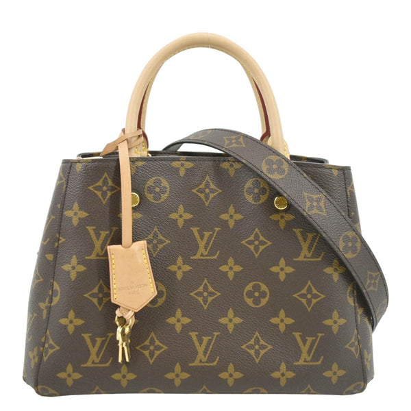 LOUIS VUITTON Montaigne BB Monogram Canvas Satchel Bag Brown