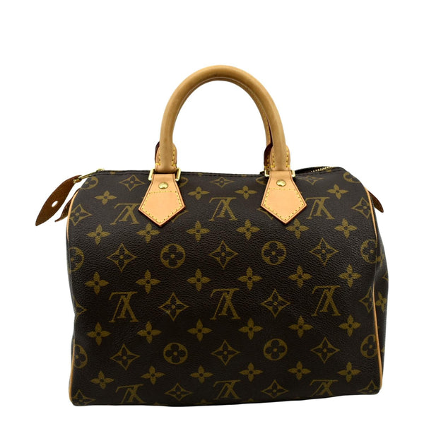 LOUIS VUITTON Speedy 25 Monogram Canvas Satchel Bag Brown