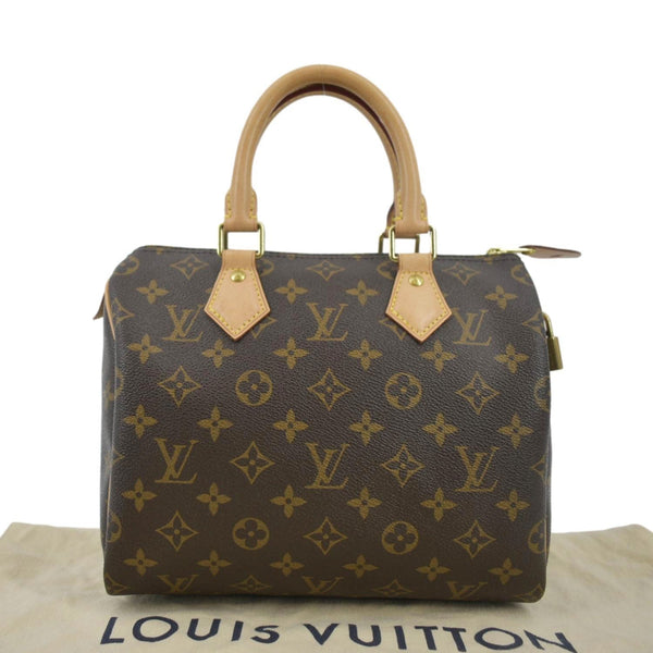 LOUIS VUITTON Speedy 25 Monogram Canvas Satchel Bag Brown
