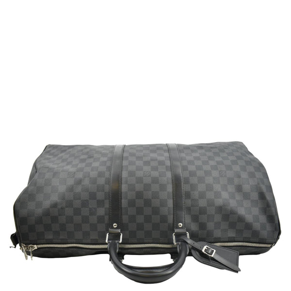 LOUIS VUITTON Keepall 55 Bandouliere Damier Graphite Travel Bag Black