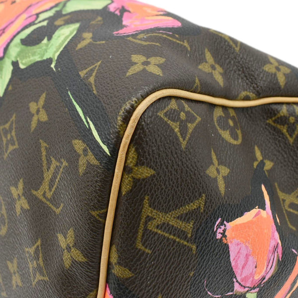 LOUIS VUITTON Roses Speedy 30 Monogram Canvas Satchel Bag Brown