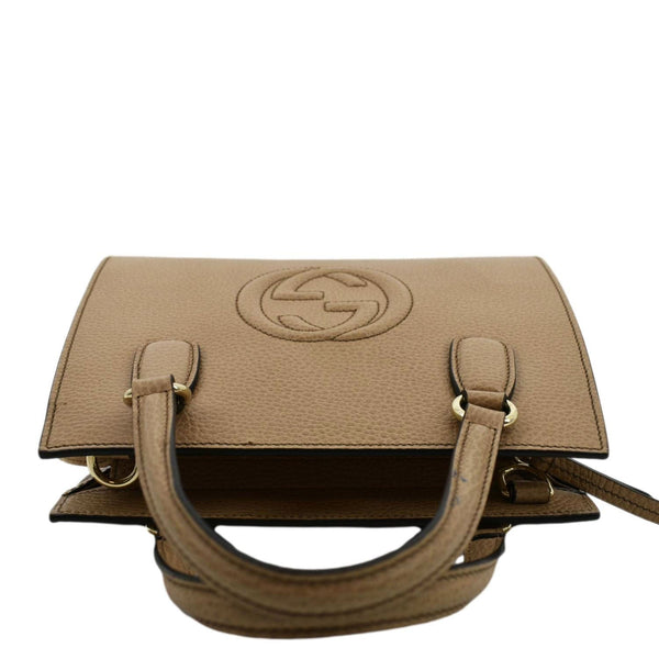 GUCCI Soho Leather Top Handle Hobo Bag Beige 607722