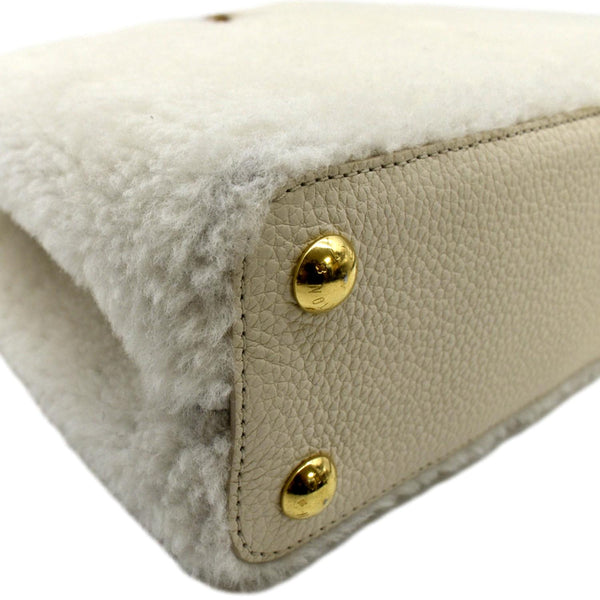 LOUIS VUITTON Capucine PM Teddy Fleece Top Handle Shoulder Bag White