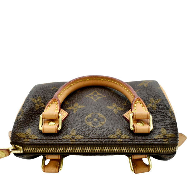 LOUIS VUITTON Mini Speedy HL Monogram Canvas with Leather Trim Satchel Bag Brown