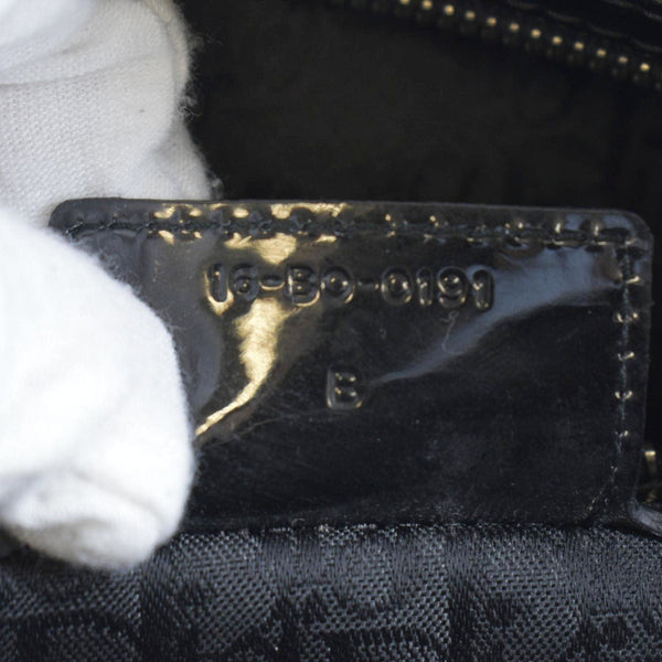 CHRISTIAN DIOR Lady Dior Large Quilted Patent Leather Shoulder Bag Black