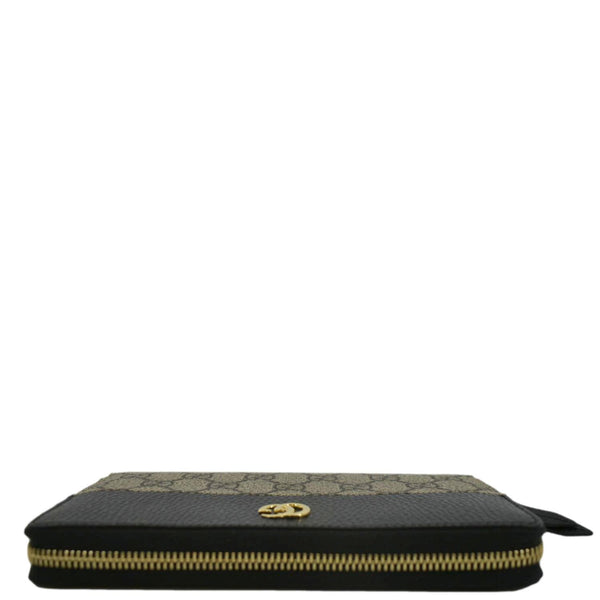 GUCCI GG Marmont Canvas Leather Zip Around Wallet Black 456117
