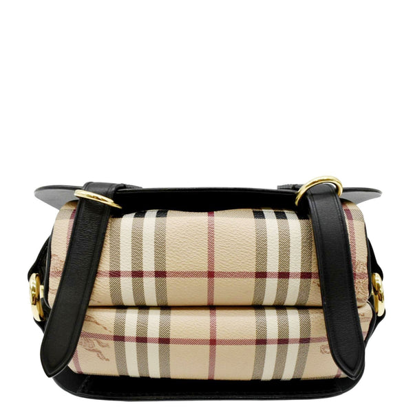 BURBERRY The Bridle Haymarket Check Leather Shoulder Bag Black