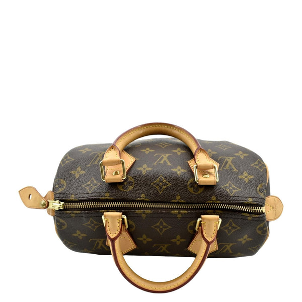 LOUIS VUITTON Speedy 25 Monogram Canvas Satchel Bag Brown