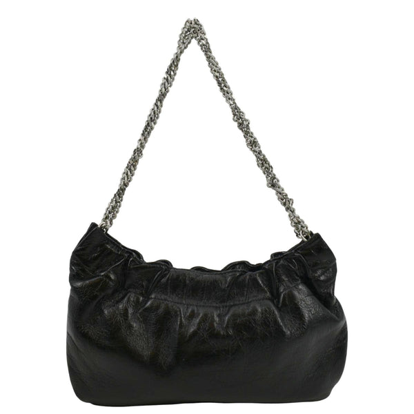 YVES SAINT LAURENT Pac Pac Ruched Leather Hobo Bag Black