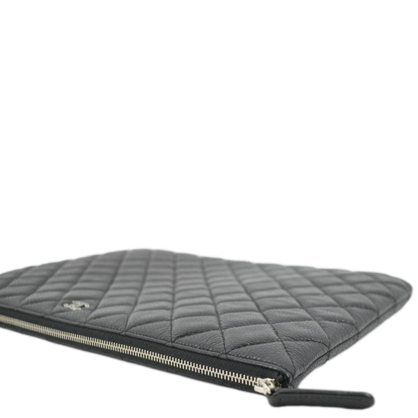 CHANEL Classic O-Case Caviar Leather Zip Pouch Black