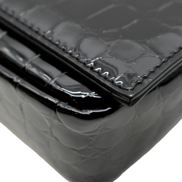 YVES SAINT LAURENT Kate 99 Embossed Alligator Leather Chain Shoulder Bag Black