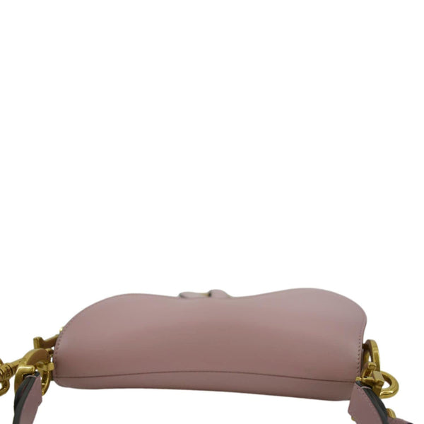 CHRISTIAN DIOR Saddle Smooth Calfskin Leather Satchel Shoulder Bag Antique Pink