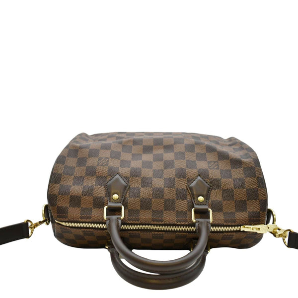 LOUIS VUITTON Speedy 30 Bandouliere Damier Ebene Satchel Bag Brown