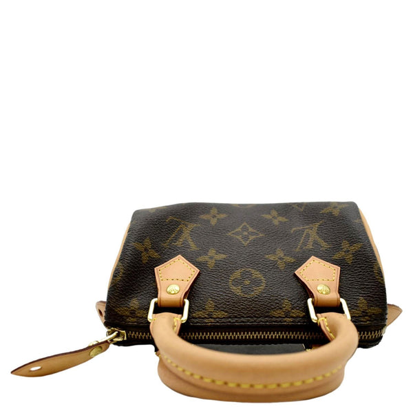 LOUIS VUITTON Mini Speedy HL Monogram Canvas with Leather Trim Satchel Bag Brown