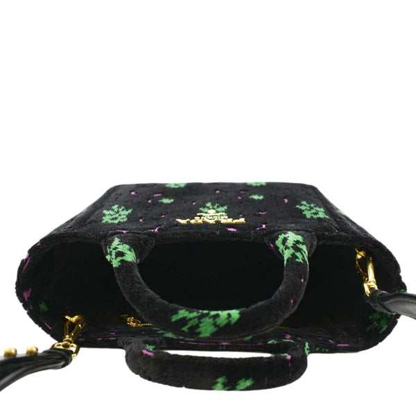 PRADA Small Top Handle Velvet Shoulder Bag Black