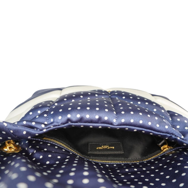 YVES SAINT LAURENT Loulou Puffer Polka Dots Canvas Crossbody Bag Blue