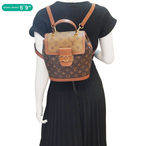 LOUIS VUITTON Dauphine PM Monogram Reverse Canvas Backpack Brown