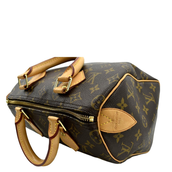 LOUIS VUITTON Speedy 25 Monogram Canvas Satchel Bag Brown