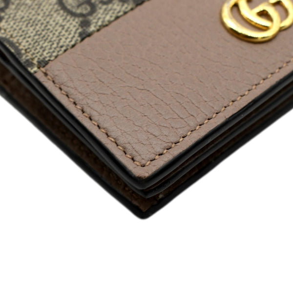 GUCCI Marmont GG Canvas Leather Card Case Wallet Beige 658610