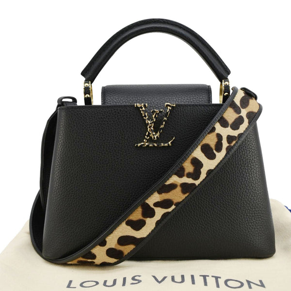LOUIS VUITTON Capucines BB Leopard Taurillon Leather Shoulder Bag Black