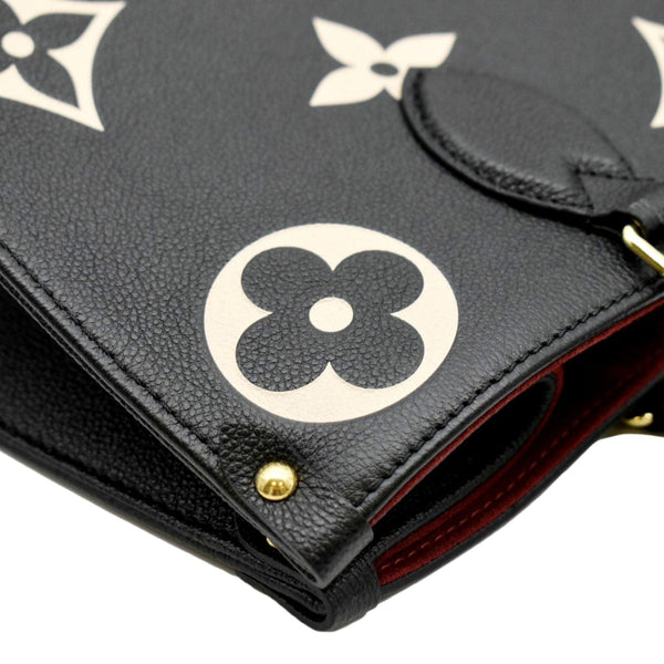LOUIS VUITTON Onthego MM Giant Monogram Leather Tote Bag Black/Bicolor