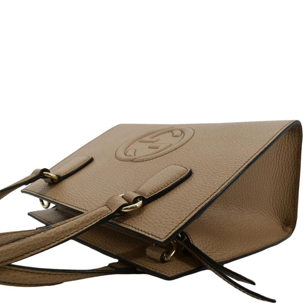 GUCCI Soho Leather Top Handle Hobo Bag Beige 607722