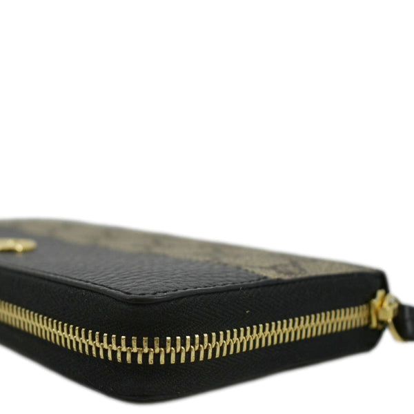 GUCCI GG Marmont Canvas Leather Zip Around Wallet Black 456117