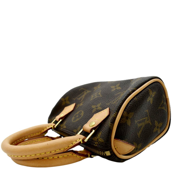 LOUIS VUITTON Mini Speedy HL Monogram Canvas with Leather Trim Satchel Bag Brown