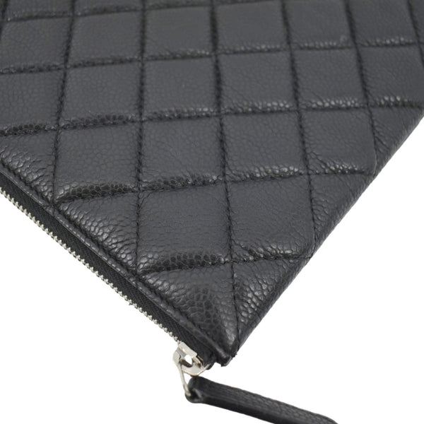 CHANEL Classic O-Case Caviar Leather Zip Pouch Black