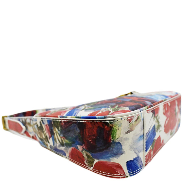 YVES SAINT LAURENT LE 5 a 7 Floral Printed Leather Hobo Bag White