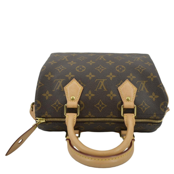 LOUIS VUITTON Speedy 25 Monogram Canvas Satchel Bag Brown