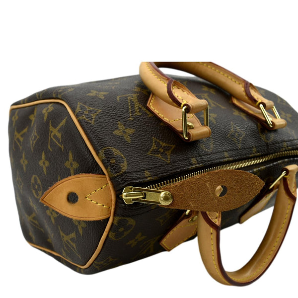 LOUIS VUITTON Speedy 25 Monogram Canvas Satchel Bag Brown