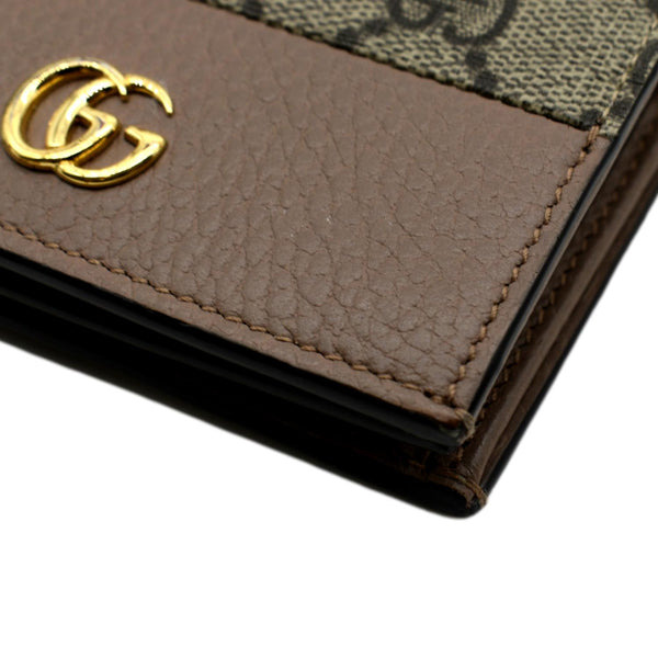 GUCCI Marmont GG Canvas Leather Card Case Wallet Beige 658610