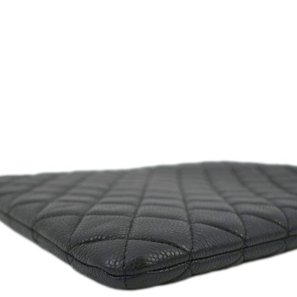 CHANEL Classic O-Case Caviar Leather Zip Pouch Black