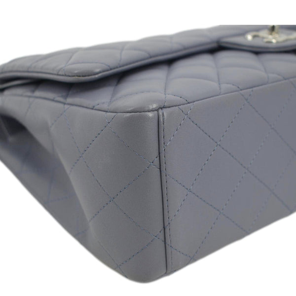 CHANEL Classic Maxi Double Flap Quilted Lambskin Leather Shoulder Bag Light Purple