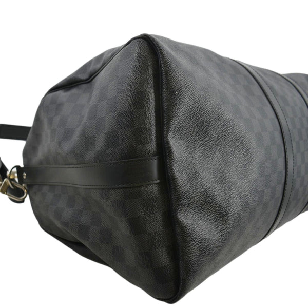 LOUIS VUITTON Keepall 55 Bandouliere Damier Graphite Travel Bag Black