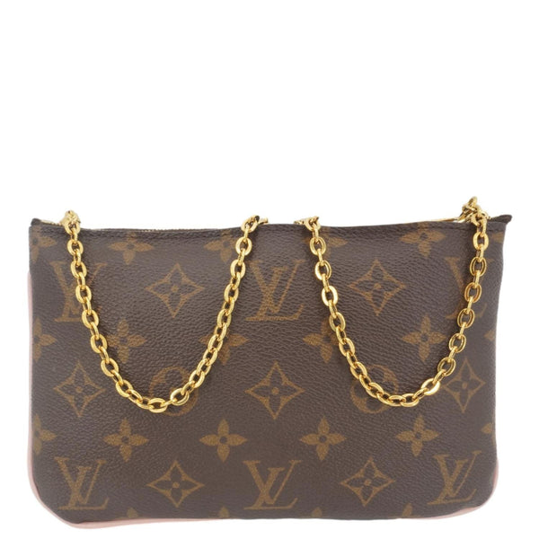 LOUIS VUITTON Blooming Flowers Pochette Monogram Canvas Chain Crossbody Bag Brown