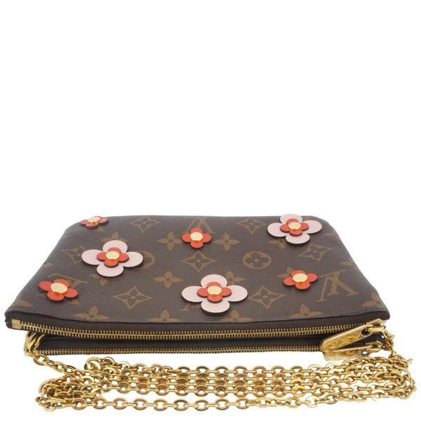 LOUIS VUITTON Blooming Flowers Pochette Monogram Canvas Chain Crossbody Bag Brown